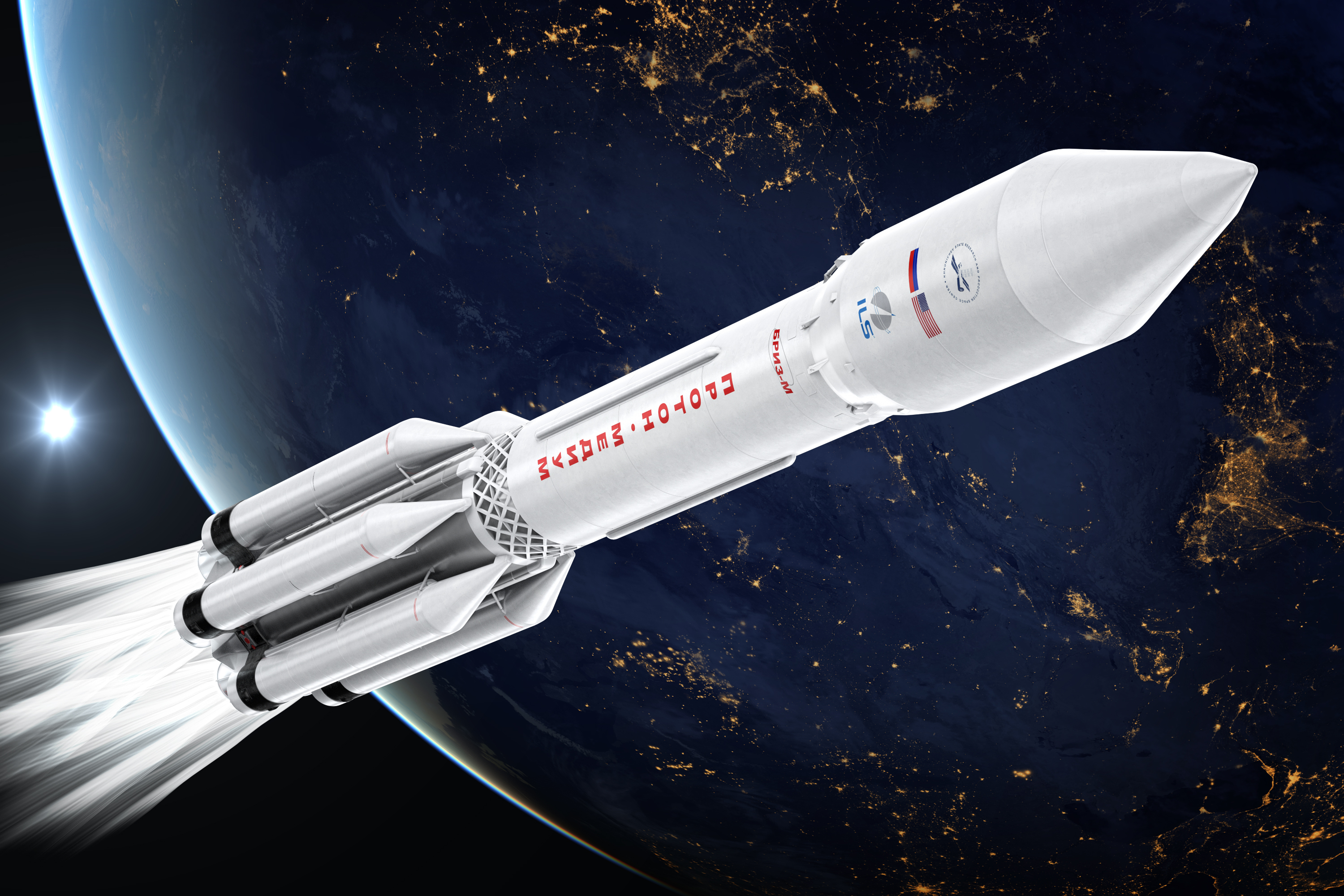 Proton launch over earth